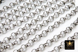 Silver ROLO Chain, 10 mm Stainless Steel Round Chains CH #105, Large Thick Unfinished Jewelry Chains