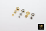 Gold Slider Beads, 8 pcs Round Chain Silicon Stopper Bolo Silver Beads # 3289, DIY Bracelets Flat Metal Plated Styles for Adjustable Jewelry