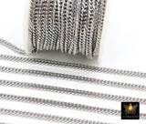 Silver Stainless Steel Chain, 304 Faceted Curb 5 mm Chains CH #211, Unfinished Necklace Chains