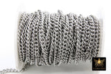 Stainless Steel Chain, 304 Silver Flat Dainty Curb Chains CH #107, 6 mm Unfinished Cable Necklace Chains