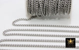 Stainless Steel Chain, 304 Silver Flat Dainty Curb Chains CH #107, 6 mm Unfinished Cable Necklace Chains