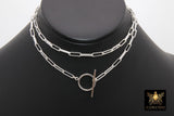 Tiger Head Chain Necklace, 925 Sterling Silver Toggle, Rectangle Chunky Drawn Chain