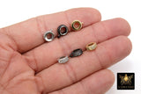 Gold Pave CZ Charm Connector Rings, Silver 2 Row CZS Big Hole Rings #69, Black or Rose Gold Large Hole Circle Beads