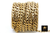 Stainless Steel Chain, 304 Gold Flat Curb 10 mm Chains CH #109, Unfinished Curb Chains