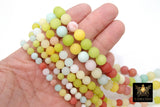 Yellow and Blue Frosted Beads, Smooth Mixed Lime and White Jade Beads BS #104, Multicolor Jewelry sizes 6 mm 8 mm 10 mm 15.5 inch Strands