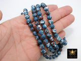 Smooth Round White and Blue Beads, Navy and Rust Jewelry Beads BS #89, sizes in 8 mm 15.75 inch Strands