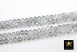 Blue Gray Crystal Beads, Shimmery Faceted AB Glass Rondelle Jewelry Beads BS #90, sizes 8 x 6 mm 18 inch Strands