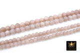 Smooth Round Beige Soft Pink Beads, Cream to Soft Pink Jade Jewelry Beads BS# 92, sizes in 6 mm or 8 mm 15.75 inch Strands
