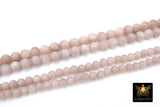 Smooth Round Beige Soft Pink Beads, Cream to Soft Pink Jade Jewelry Beads BS #92, sizes in 6 mm or 8 mm 15.75 inch Strands