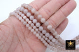 Smooth Round Beige Soft Pink Beads, Cream to Soft Pink Jade Jewelry Beads BS# 92, sizes in 6 mm or 8 mm 15.75 inch Strands