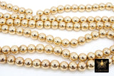 Gold Round Hematite Beads, Shimmery Smooth Polished 14 k Light Gold Color Non Magnetic Beads BS #93, sizes 4