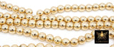 Gold Round Hematite Beads, Shimmery Smooth Polished 14 k Light Gold Color Non Magnetic Beads BS #93, sizes 4