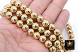 Gold Round Hematite Beads, Shimmery Smooth Polished 14 k Light Gold Color Non Magnetic Beads BS #93, sizes 4