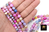 Blue and Pink Fire Agate Beads, Faceted Lavender White Pattern Beads BS #108, sizes in 8 mm 10 mm 14 inch FULL Strands