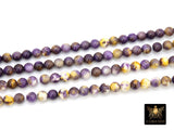 Purple and Gold Beads, Smooth Mixed Yellow Purple Jade Beads BS #95, LSU Jewelry Beads sizes 6 mm 16.5 inch Strands