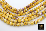 Purple and Gold Beads, Smooth Mixed Yellow Purple Jade Beads BS# 97, LSU Jewelry Beads sizes 6 mm or 8 mm 15.75 inch Strands
