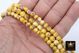 Purple and Gold Beads, Smooth Mixed Yellow Purple Jade Beads BS# 97, LSU Jewelry Beads sizes 6 mm or 8 mm 15.75 inch Strands