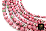 Pink and Mint Green Beads, Smooth Mixed Strawberry Jade Dyed Beads BS #96, Jewelry Beads sizes 4 mm 6 mm 8 mm 16.5 inch Strands