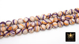 Purple and Gold Beads, Smooth Mixed Yellow Purple White Jade Beads BS# 102, LSU Jewelry Beads sizes 10 mm 15.5 inch Strands