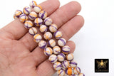 Purple and Gold Beads, Smooth Mixed Yellow Purple White Jade Beads BS# 102, LSU Jewelry Beads sizes 10 mm 15.5 inch Strands