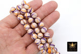 Purple and Gold Beads, Smooth Mixed Yellow Purple White Jade Beads BS #102, LSU Jewelry Beads sizes 10 mm 15.5 inch Strands