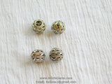 CZ Paved Silver Beads, Large or Small Hole 11 mm Gold Filigree Round Beads #240, Rose Cubic Zirconia Paved CZ Focal Beads