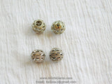 CZ Paved Silver Beads, Large or Small Hole 11 mm Gold Filigree Round Beads #240, Rose Cubic Zirconia Paved CZ Focal Beads