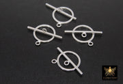 Large 925 Sterling Silver Toggle Clasp Set, 17 x 14 mm Toggle Ring # 2662,  24 mm Flat T Bar Stamped 925 Clasps