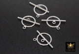 Large 925 Sterling Silver Toggle Clasp Set, 17 x 14 mm Toggle Ring #2662,  24 mm Flat T Bar Stamped 925 Clasps