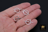 Large 925 Sterling Silver Toggle Clasp Set, 17 x 14 mm Toggle Ring #2662, 24 mm Flat T Bar Stamped 925 Clasps