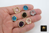 CZ Crystal Connector, Clear Gold Blue Bezel Links # 163, Faceted Bracelet Rose Gold Connector Jewelry DIY Findings