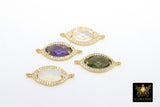 CZ Crystal Connector, Clear or Opal Gold Eye Shaped Bezel Links #155, Purple Faceted Bracelet Link