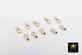 14 K Gold Filled Crimp End Caps, Gold Dainty Chain Necklace Crimps #2123, 4 mm Ring and 1.0 or 1.4 mm ID Hole