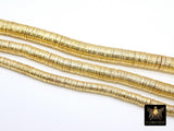Gold Flat Spacer Beads, 20- 260 pcs Round Bright Flat Discs # 2097, Heishi Rondelle