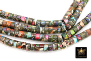 Imperial Jasper Heishi Beads, Sea Sediment Flat Multi Color Stone Beads BS #99, Black Pink and Blue Beads