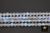 Clear AB Beads, Smooth Multi Color Iridescent Beads BS #109, sizes in 8 mm 15.25 inch FULL Strands