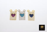 CZ Micro Pave Blue Turquoise Heart Charms, Pink Scapular Hearts in Silver, AG 447