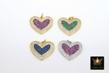 CZ Pave Blue Heart Charms, Pink CZ Love Heart Shapes Pendants #442, Gold Emerald Green Hearts