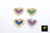 CZ Micro Pave Blue Heart Charms, Gold Emerald Green Hearts Pendants, AG 442