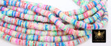 2 Strands 6 mm Clay Flat Beads, Pink Blue White Heishi beads in Polymer Clay Disc CB #130, Rondelle Multi Color