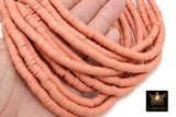 2 Strands 8 mm Clay Flat Beads, Clay Heishi beads in Polymer Peach Disc CB #118, Peach Rondelle - 1 Strand - 8 mm