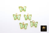 Gold CZ Butterfly Connectors, 12 mm Cubic Zirconia Small Crystal Butterflies #2670, High Quality Huggie Charms in 13 Colors