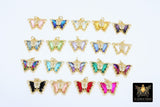 CZ Butterfly Charms, Gold Filigree Cubic Zirconia Crystal Butterflies #2683, High Quality Charms in 19 Colors