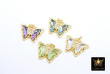 CZ Butterfly Charms, Gold Filigree Cubic Zirconia Crystal Butterflies #2683, High Quality Charms in 19 Colors