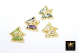 CZ Butterfly Charms, Gold Filigree Cubic Zirconia Crystal Butterflies # 2683, High Quality Charms in 19 Colors