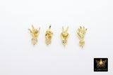 Hand Finger Sign Charms, 2 Pc Gold Middle Finger Pendant #2716, I Love You Hand Gestures