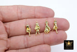 Hand Finger Sign Charms, 2 Pc Gold Middle Finger Pendant #2716, I Love You Hand Gestures