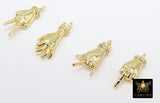 Hand Finger Sign Charms, 2 Pc Gold Middle Finger Pendant #2716, I Love You Hand Gestures