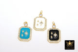 Enamel CZ North Star Charms, Gold White Rectangle Starburst #229, Black or Blue Turquoise Bethlehem Star charm