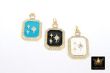 Enamel CZ North Star Charms, Gold White Rectangle Starburst #229, Black or Blue Turquoise Bethlehem Star charm